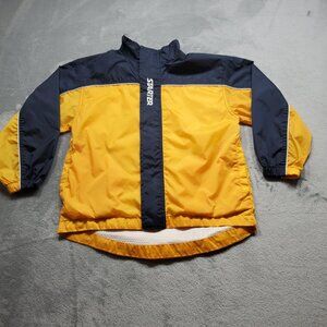 Starter Windbreaker Snap and Zip Jacket Mesh Liner 2 Pockets Yellow Blue Youth S